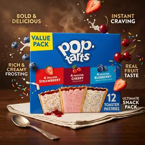 Toaster Pastries Variety Pack 12 Pop-Tarts Breakfast Foods Kids Snacks Fun & Versatile Dessert Options for Busy Mornings