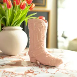 8.5 Ceramic Cow Girl Boot Vase 8.5 Ceramic Cow Girl Boot Vase