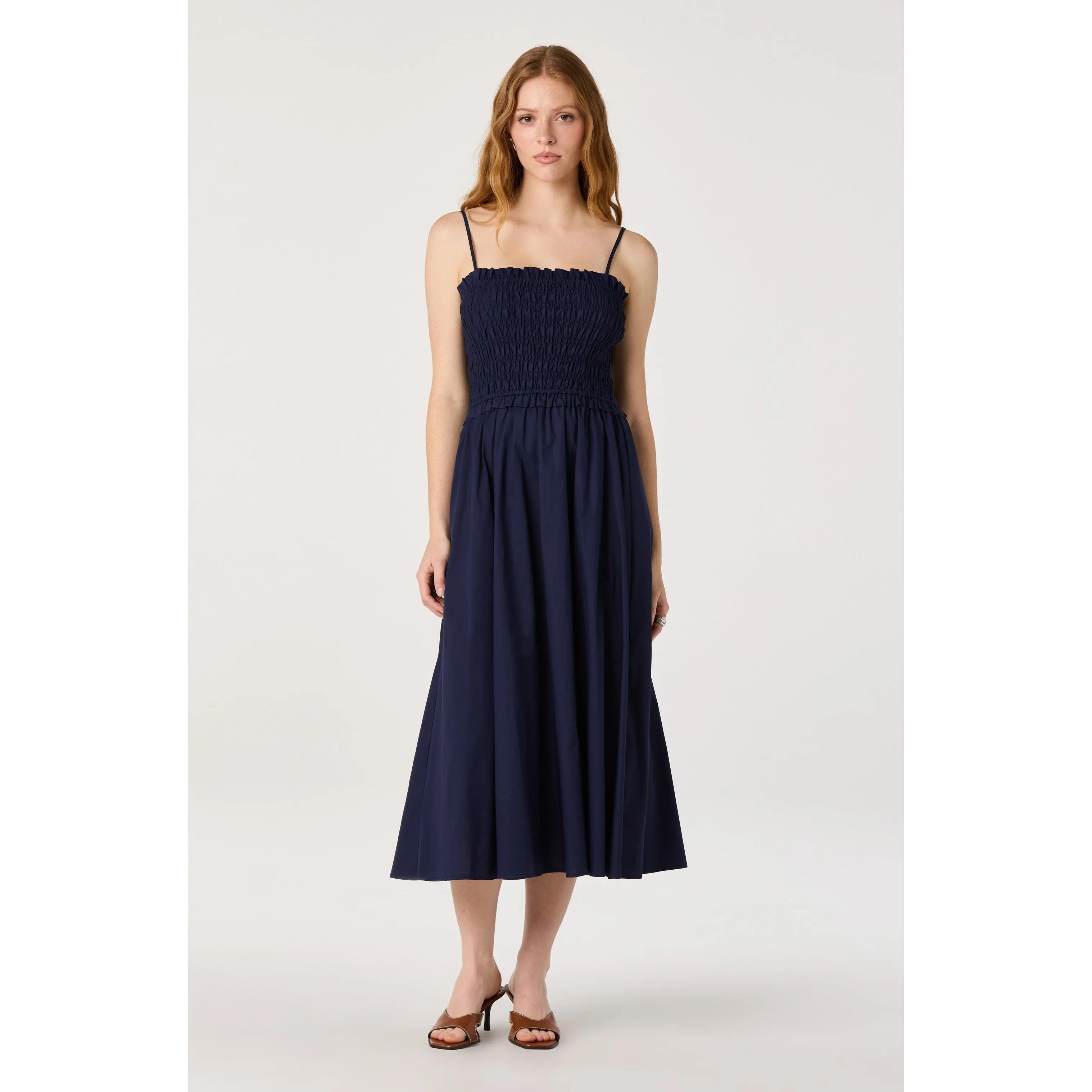 Harper Smocked A-Line Midi Dress