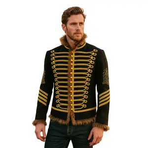 Napoleonic Hussar Military Jacket with Gold Braid – Vintage 18th Century Pelisse Uniform Tunic | Men’s Fashion Band & Parade Coat