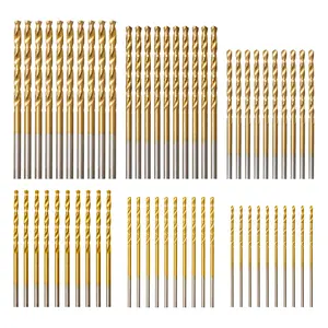 Titanium Drill Bit Set (60 pcs),  4341 HSS  Drill Bits for , Metal, Steel, Plastic,  Alloy, 3/64"-1/8"
