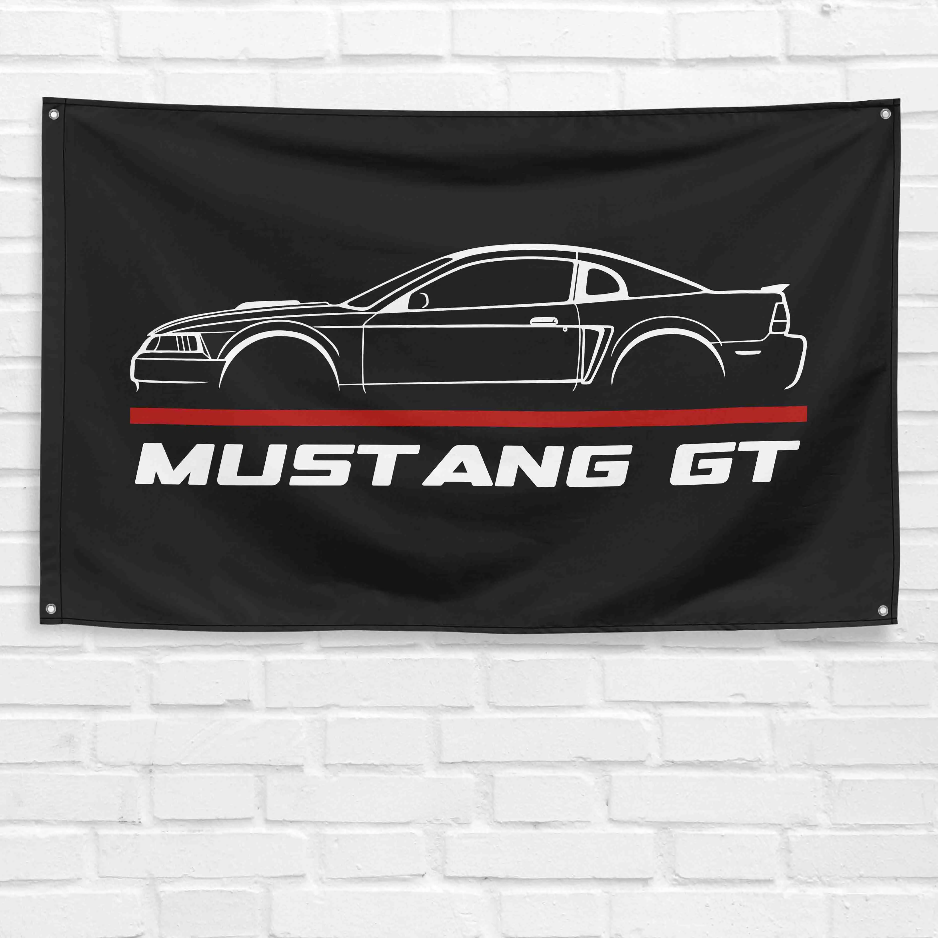 Mustang GT 2000-04 Durable Polyester Lightweight 3 x 5 ft Grommeted Hanging Flag, Single Bold Colors Decorative Car Enthusiast Wall Decoration, Happy Birthday Festive Backdrop & Gift