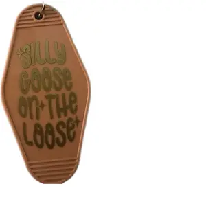 Silly Goose Motel Keychain with "Hot Girls Can't Park" Vinyl Lettering | One of a Kind, Handmade, Durable, Perfect for Gifts & Stocking Stuffers