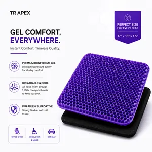 Extra-Thick Purple Gel Seat Cushion with Non-Slip Cover, Large 17x15x1.5 in Honeycomb Breathable Pad for Office Chair, Car, Wheelchair Users (Mother’s Day Gift Idea) pressure relief
