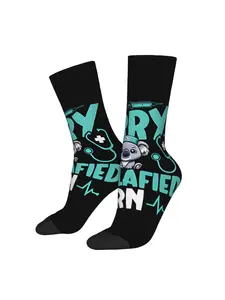 1 Pair Hip Hop graffiti Retro Don't Worry I'm A Koalafied Crazy Men's compression Socks Unisex Harajuku Seamless Printed Funny Novelty Happy Crew Sock