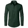 ZEROYAA Men's Fitted Modern Tailored Cut Button-Up Dress Shirt - Collared Long Sleeves, Stretch Wrinkle-Free Fabric, Casual Black Solid Top, Button Front Clothes Products for Office, Concert (US Sizes)