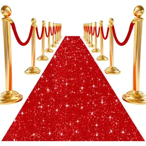 Sequins Aisle Runner Shimmer Red Carpet Runner 4FTx15FT Glittery Aisle Runner Rug Wedding Runner Aisle Outdoor with Carpet Tapes Rustic Runway Rug for Ceremony Reception Aisle Decoration