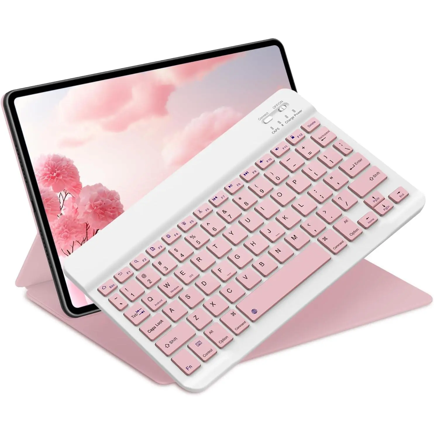Bluetooth Keyboard for iPad 10th Generation, iPad Pro 13/12/11/10/9/8/7 inch, iPad Air 13/11th Gen, iPad Mini,  etc. - Slim Wireless Portable Travel Office Computer Accessories KeyboardProtective Cover with Pen Holder,Tech Gadgets Pink，Tablet Cover,