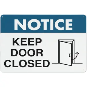 Notice Keep Door Closed Sign 12 X 8 Inches Aluminum Sign Reflective - Uv Protected, Waterproof, Weatherproof And Fade Resistant - 4Pre-Drilled Holes