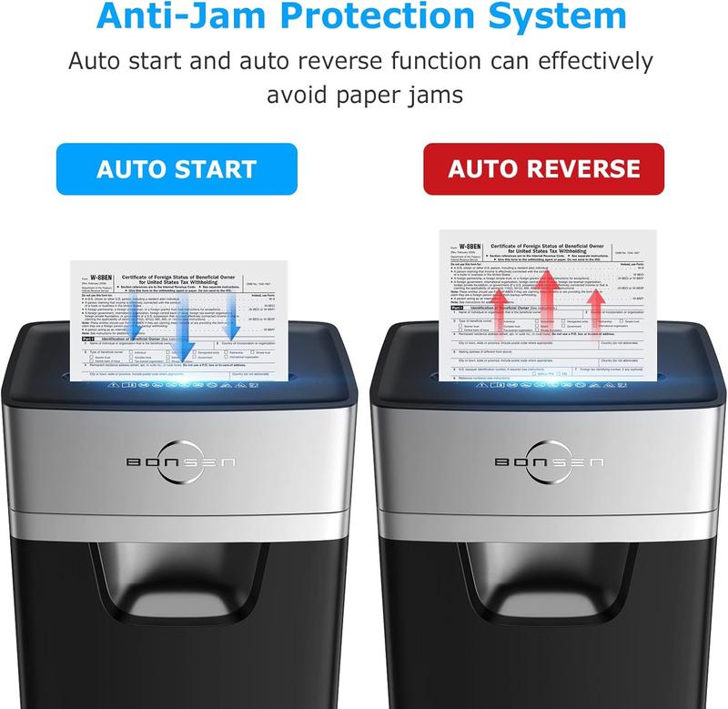 BONSEN 16-Sheet Heavy Duty Paper Shredder for Office, 60-Minute Running Time Cross-Cut CD Shredder with 60dB Low-Noise, 5.3-Gallon Pull Out Bin, Anti-Jam & Quiet Shredder for Home Office (S3102) Fathersdaygift Mechanical