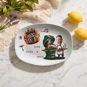 Personalized Daddy’s Grilling Plate – Custom Handprint BBQ Platter | Father’s Day Gift for Dad from Kids | Family Keepsake Serving Tray