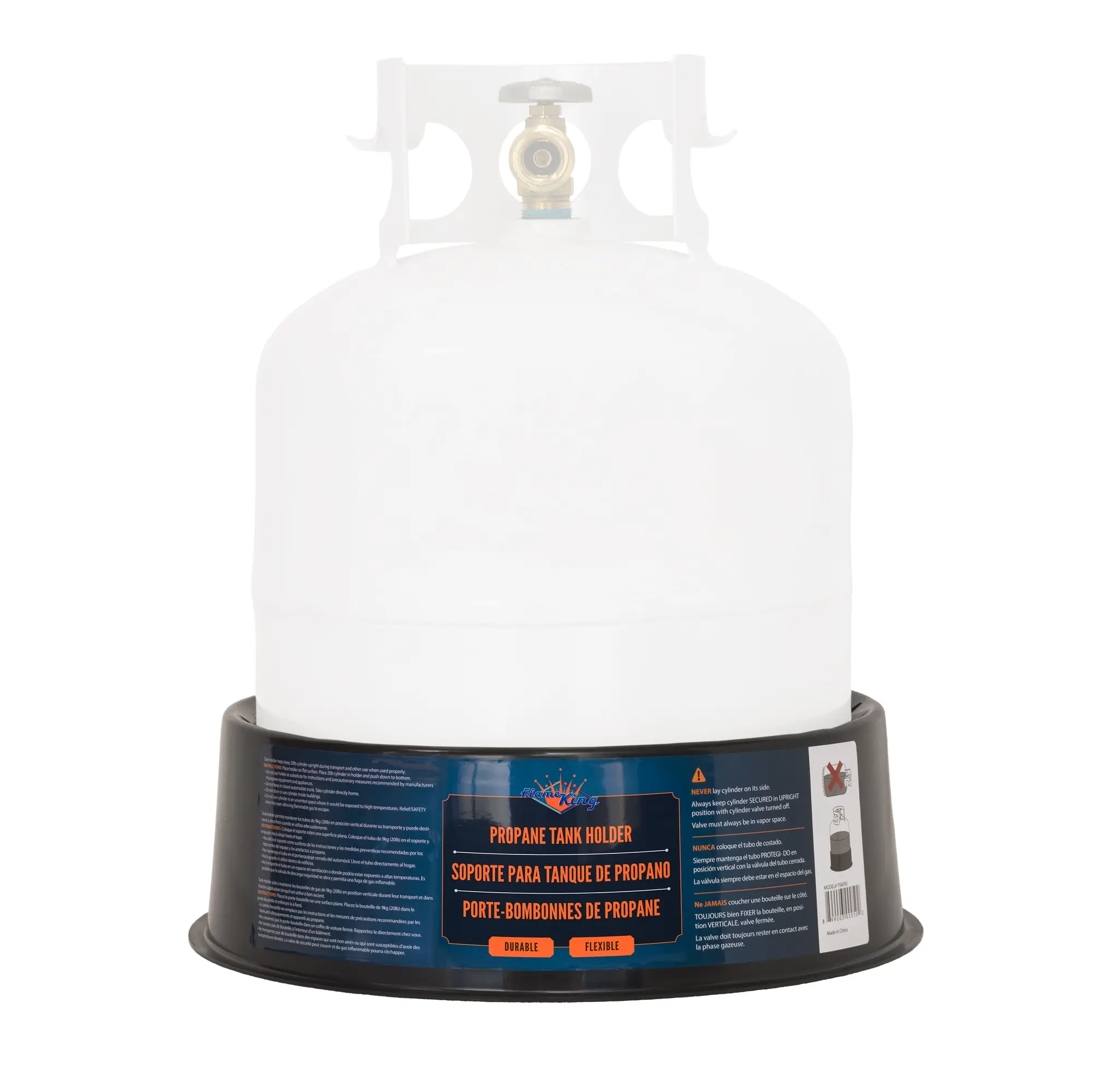 Flame King YSNPBS Propane Cylinder Base Stabilizer, Fits 20LB, 30LB, and 40LB Tanks, Black