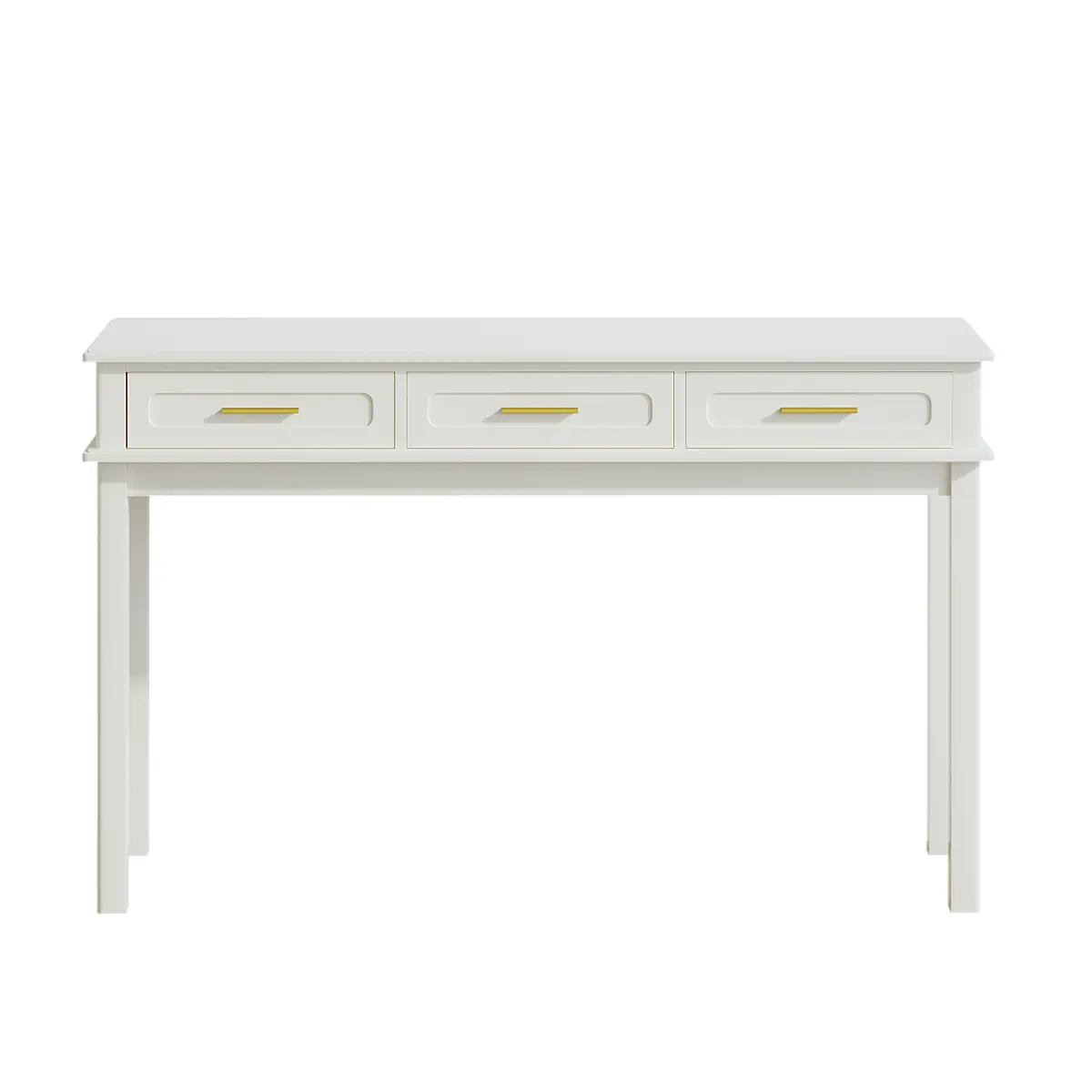 Cream White High-Gloss MDF Modern Vanity Desk - 3-Drawer, Durable, Functional, Space-Saving Indoor Furniture Table, 47.24x15.75x29.53in, for Bedroom & Home Office, Mirror Not Included, Vanity With Drawers, Makeup Vanity