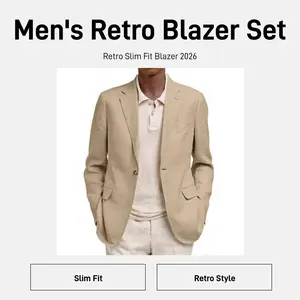 Men's Retro Slim Fit Blazer 2026 Long Sleeve Lapel Fake Pocket Business Casual Blazer in Khaki Army Green Black Light Green Light Purple Navy Blue Burgundy - Clothes, Fabric