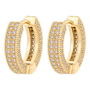 Hoop Earrings for Women 18K Gold Plated Iced Out Silver Huggie Earrings for Men Hypoallergenic Cubic Zirconia Earrings
