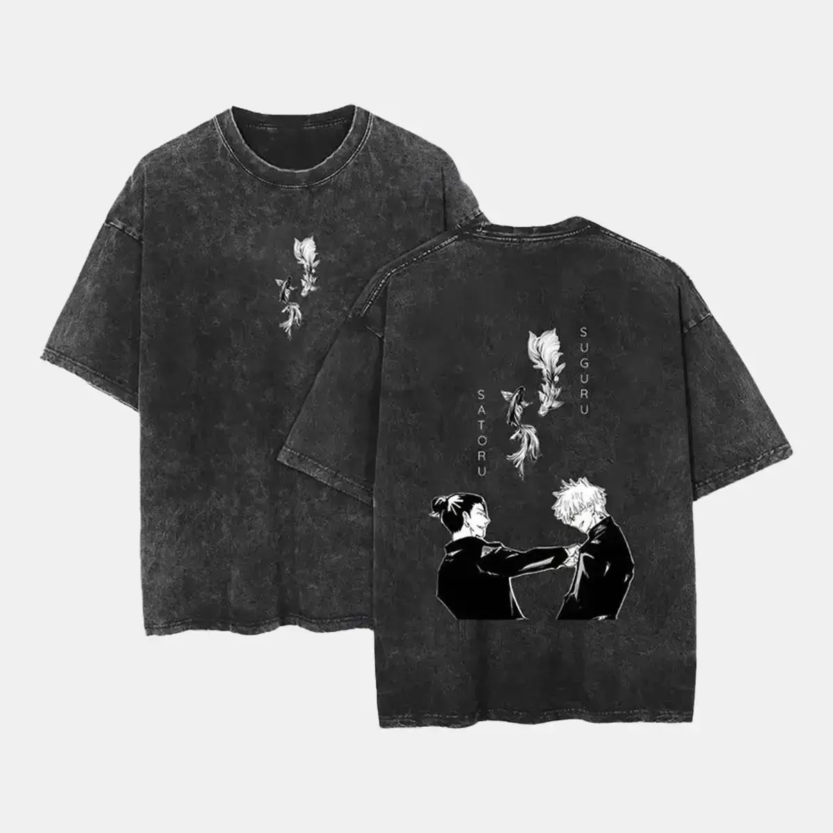 Gojo x Geto Retro Vintage Tee Jujutsu Kaisen Anime Oversized Washed T-Shirt Unisex Anime Manga Washed Heavy Cotton, Gift For Anime Fan, Anime Lover Top