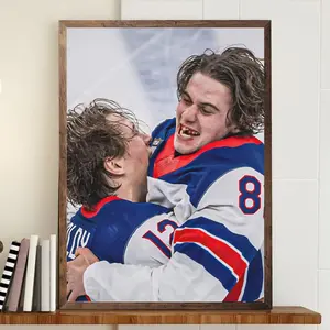 Team USA Hockey Celebration Poster, Olympic Gold Medal Hug Moment Wall Art Print for Sports Fans