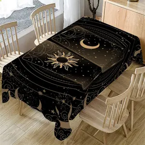1pc, Tarot Tablecloth, Golden Tarot Reading Cloth, Moon Phase Starry Sky Element Altar Cloth, Witch Astrology Cloth, Table Game Cloth, Room Decoration