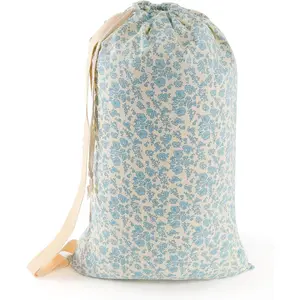 Laundry Bag, Dirty Backpack Laundry Bag For College Travel Laundromat Apartment, With Handles 29" X 18" (Blue Florals)