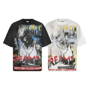 Vale Valley retro mud print beauty tide high street trend casual hip hop men and women wash water to make summer short sleeve T-shirt