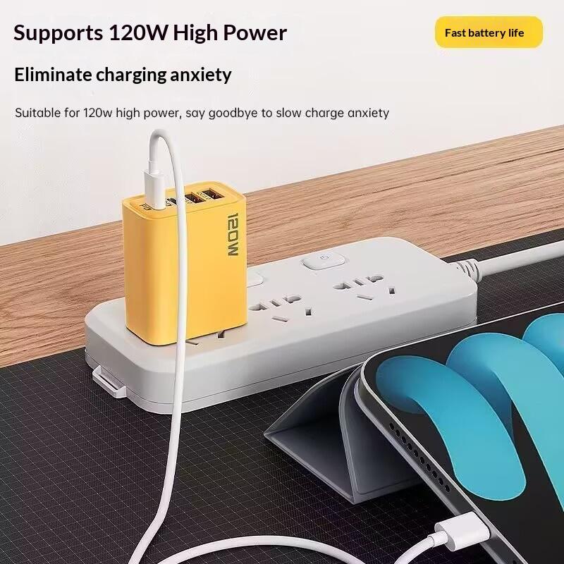 Portable Fast Charger, Type C/USB A Dual Ports Adapter,4 in 1 Fast Charging Cable & Data Sync, C Chargers Fast Charging 10 Foot, Fast Phone Charger, Mechanical Style Multi-Function Cable (2PCS)