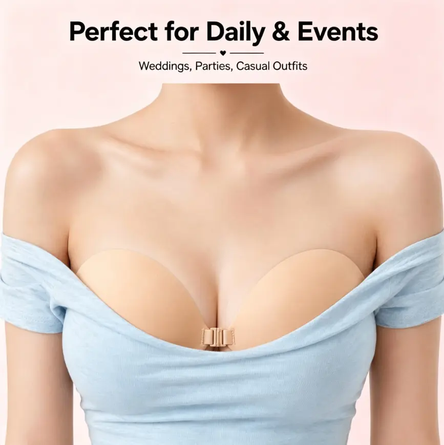 Women's Premium Silicone Flower-Design Push-Up Full-Cup Bra - Invisible, Sticky, Reusable, Comfortable Adhesive Underwear for Outdoor, Everyday Use, Push Up Bra