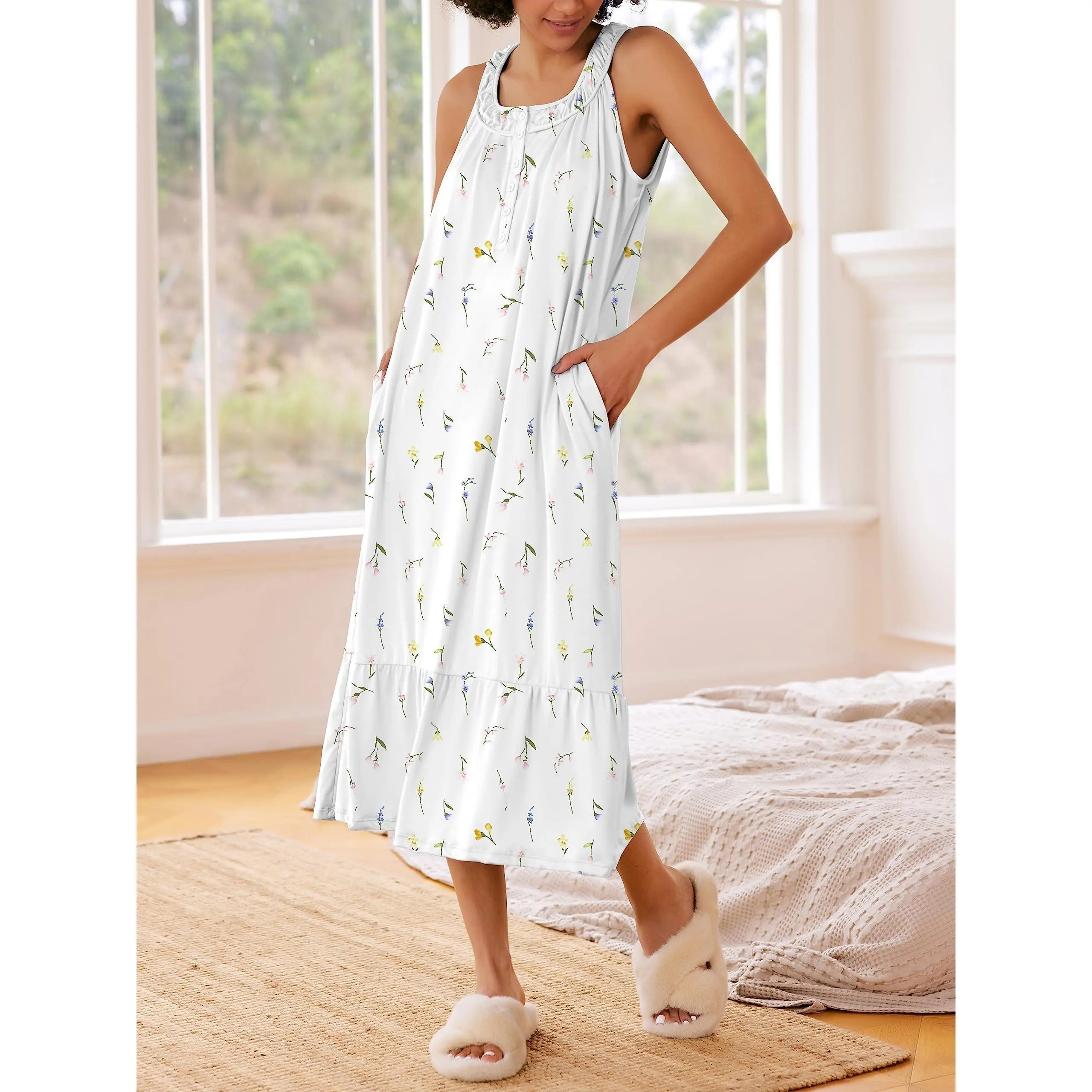 Women's Nightgown selvedge Sleepwear Comfy Sleepshirts Pleated S-XXL women's  lingerie sleep & lounge details sets