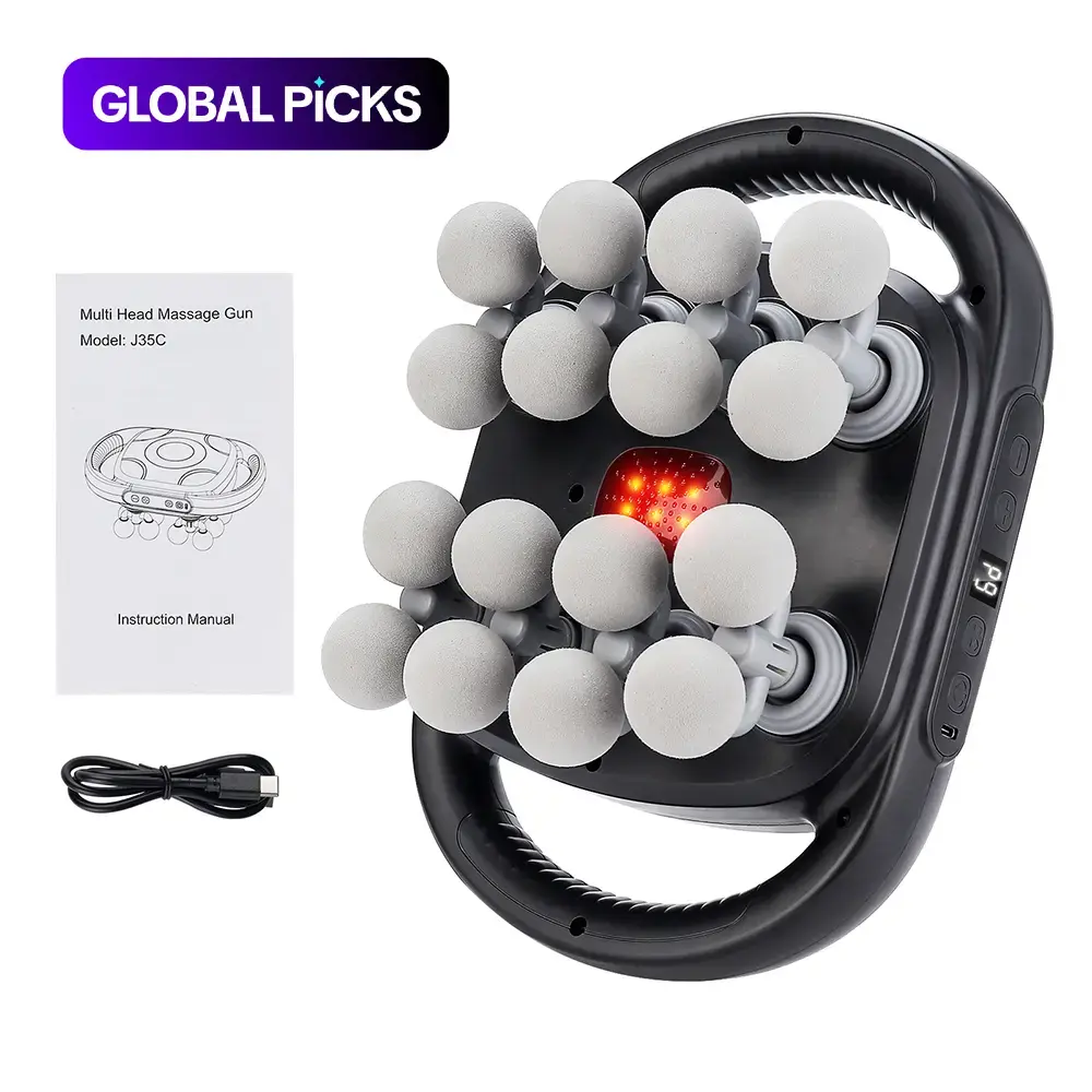 16-Head Electric Muscle Massager, USB-Rechargeable Handheld Massager for Home & Travel, Portable Professional Muscle Relaxation Device, Adjustable Relaxing, Lightweight and Durable #GLOBAL PICKS