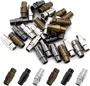 30 Pcs Cord End Caps Bracelet Clasps - 5mm Jewelry End Tips for Leather, Silk, Paracord Bead Caps, Cord Terminators & Kumihimo Finishers (Black, Bronze, Silver)