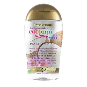 OGX Extra Strength Damage Remedy + Coconut Miracle Oil Penetrating Hair Oil Treatment, 3.3 fl oz Haircare Frizz Hydrating