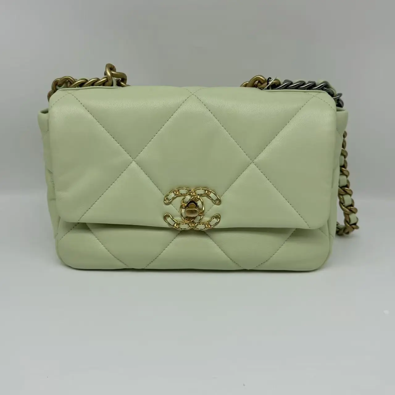 Pre-owned CHANEL 19 Mint Green Flap Bag