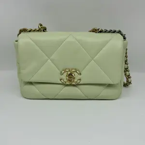 Pre-owned CHANEL 19 Mint Green Flap Bag