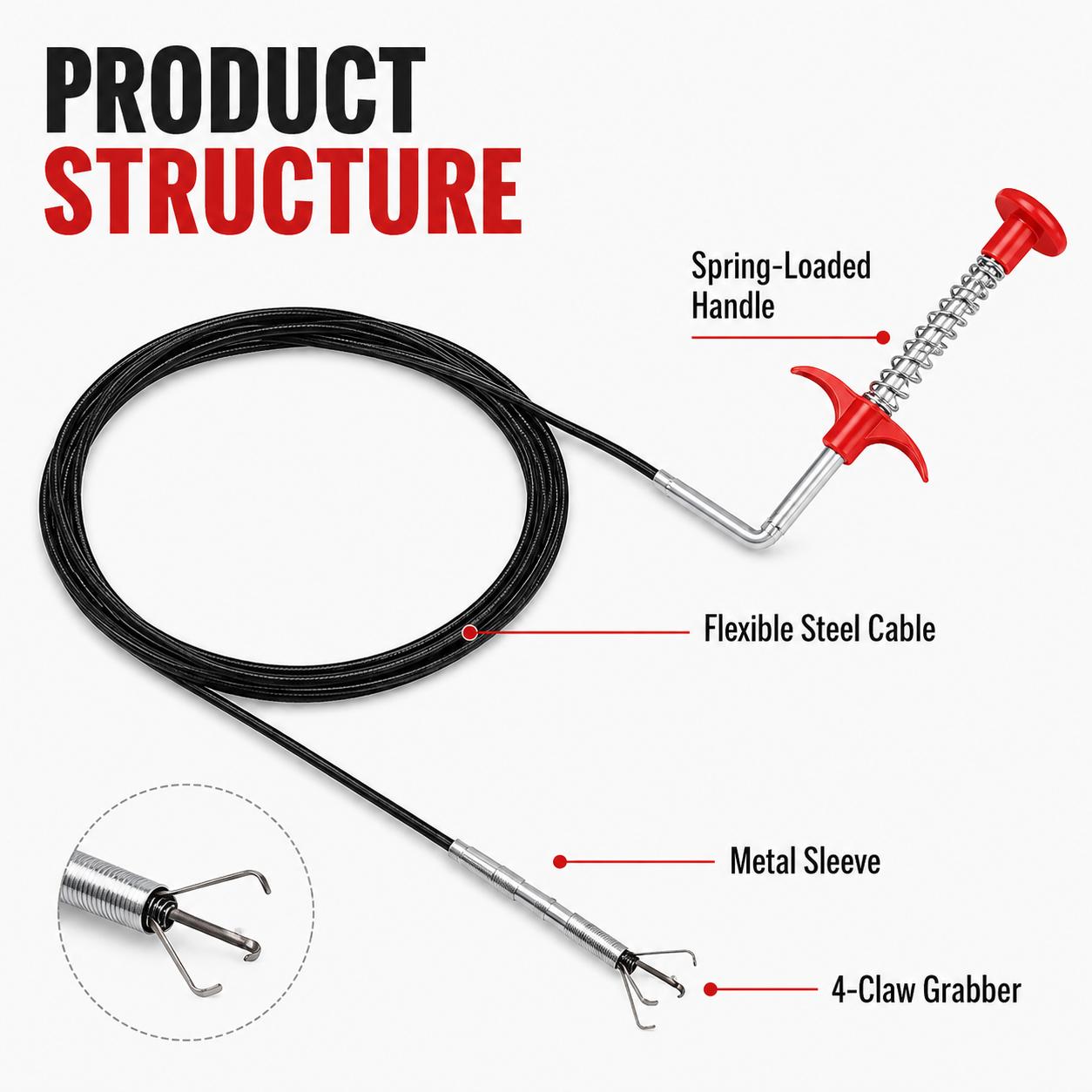 1 Count sewer cleaning tools, drainclog remover, Works for toilet sink and bathtub clog