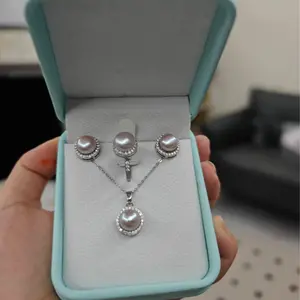 Set05 9mm freshwater pearl  ring and  6-8mm freshwater pearl necklaces  layer set