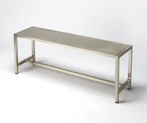 HomeRoots 389193 Sleek Modern Brushed Nickel Bench