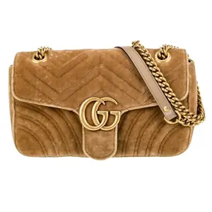 Pre-owned GUCCI velvet Shoulder Bags Matelasse GG Marmont Shoulder Bag Taupe