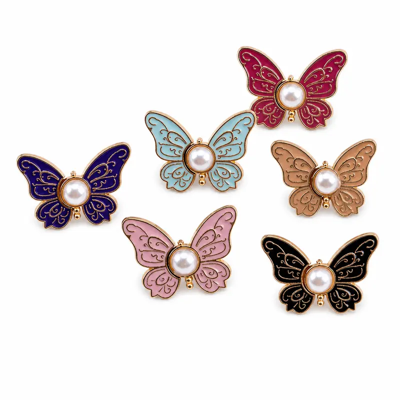 8 Counts Butterfly Waist Adjustment Pin Charm, Faux Pearl Decorated, No Sewing Detachable Reusable for Loose Trousers & Skirts, One in Each Color