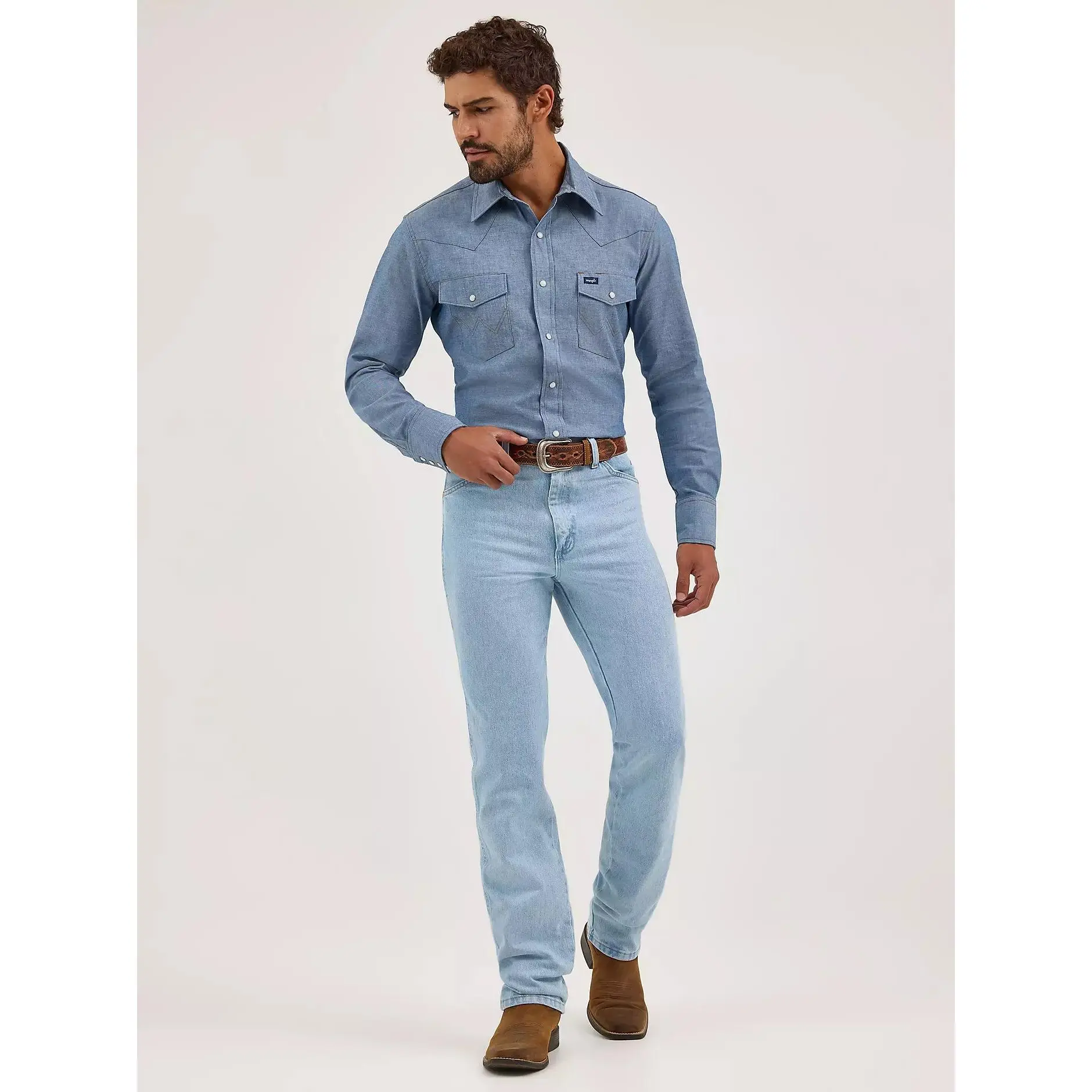 Wrangler Mens  Cowboy Cut Slim Fit Jean - Bleach