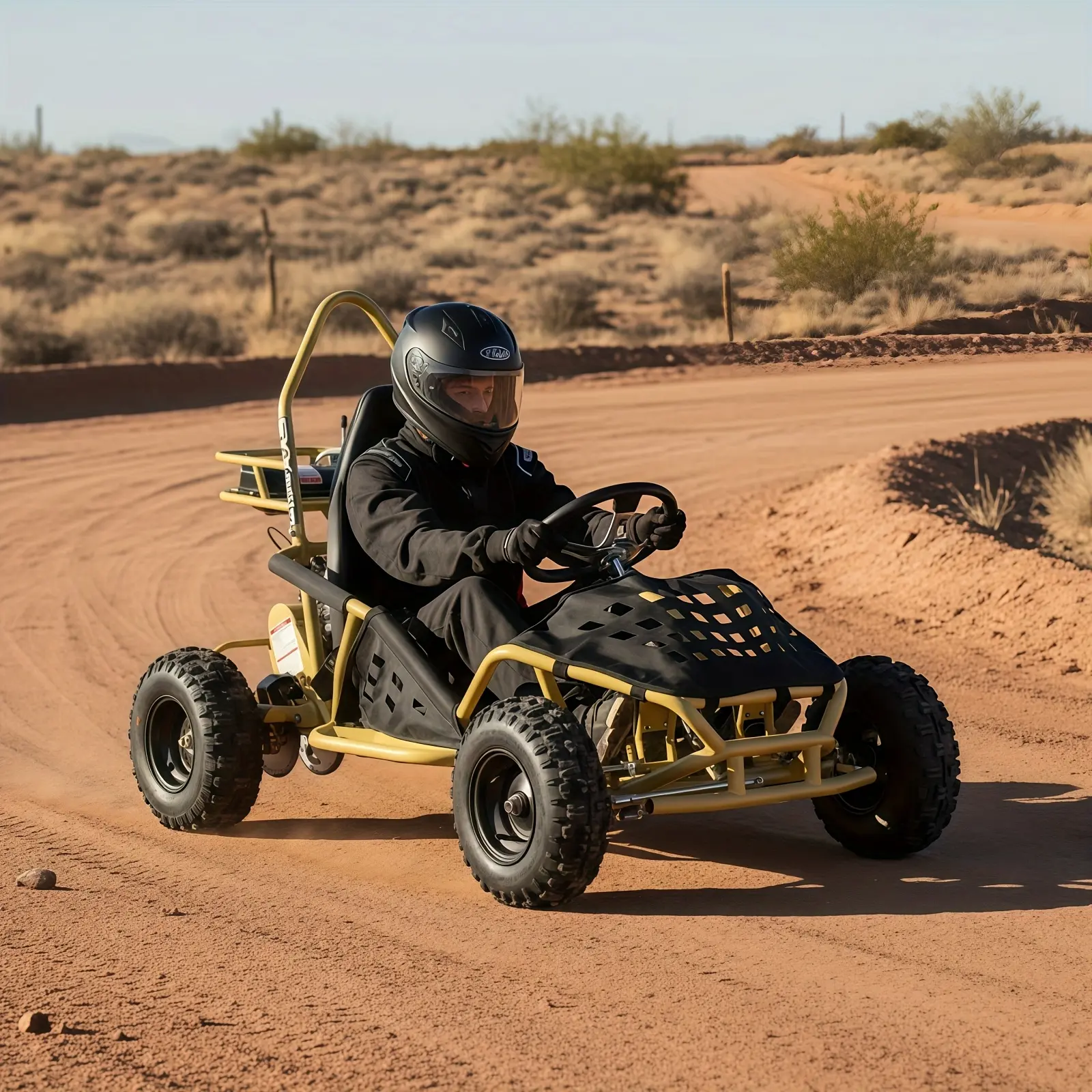 4-Stroke Gas Powered Go Kart for Kids, Off Road Go Karts with Seat Belt, Pull Start Automatic Clutch 1 Seater Go Cart, 143 Lbs Maximum Load, EPA Approved