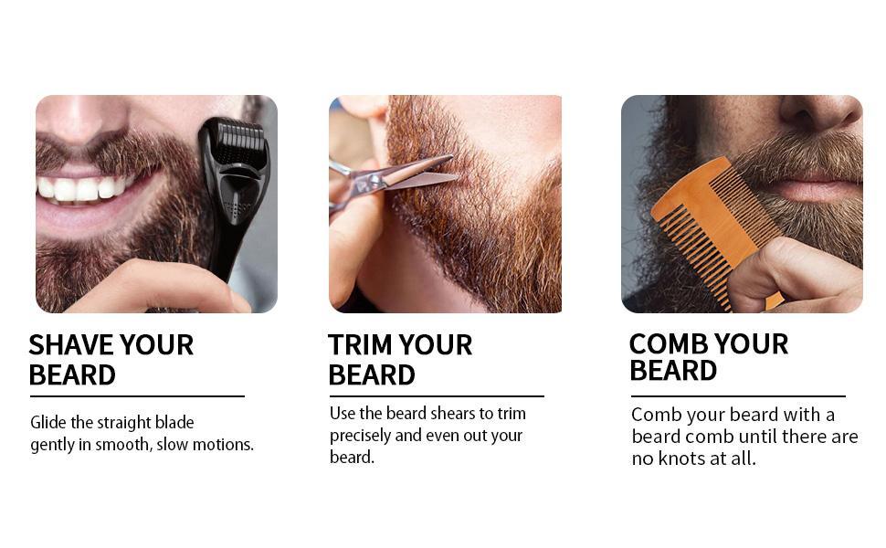 Beard Kit for Men Grooming & Care W/Beard Wash,3 Packs Beard Oil Beard Balm Leave-in Conditioner Premium Father's Day Gift