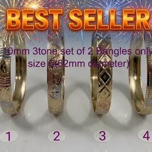 3 Tone Set Of 2 Bangle Size 5 (62mm Diameter) 10 mm Wide