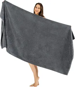 SALBAKOS Luxury 100% Turkish Cotton Bath Sheets 40x80 in Oversized Extra Large Bath Towels | Premium Hotel Quality Thick Soft Absorbent Turkish Towel for Spa Beach (Pack of 1, Gray, Jumbo Bath Sheet)