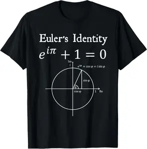 100%cotton Euler's Identity Complex Number Pi Math Teacher Nerdy Gift T-Shirt