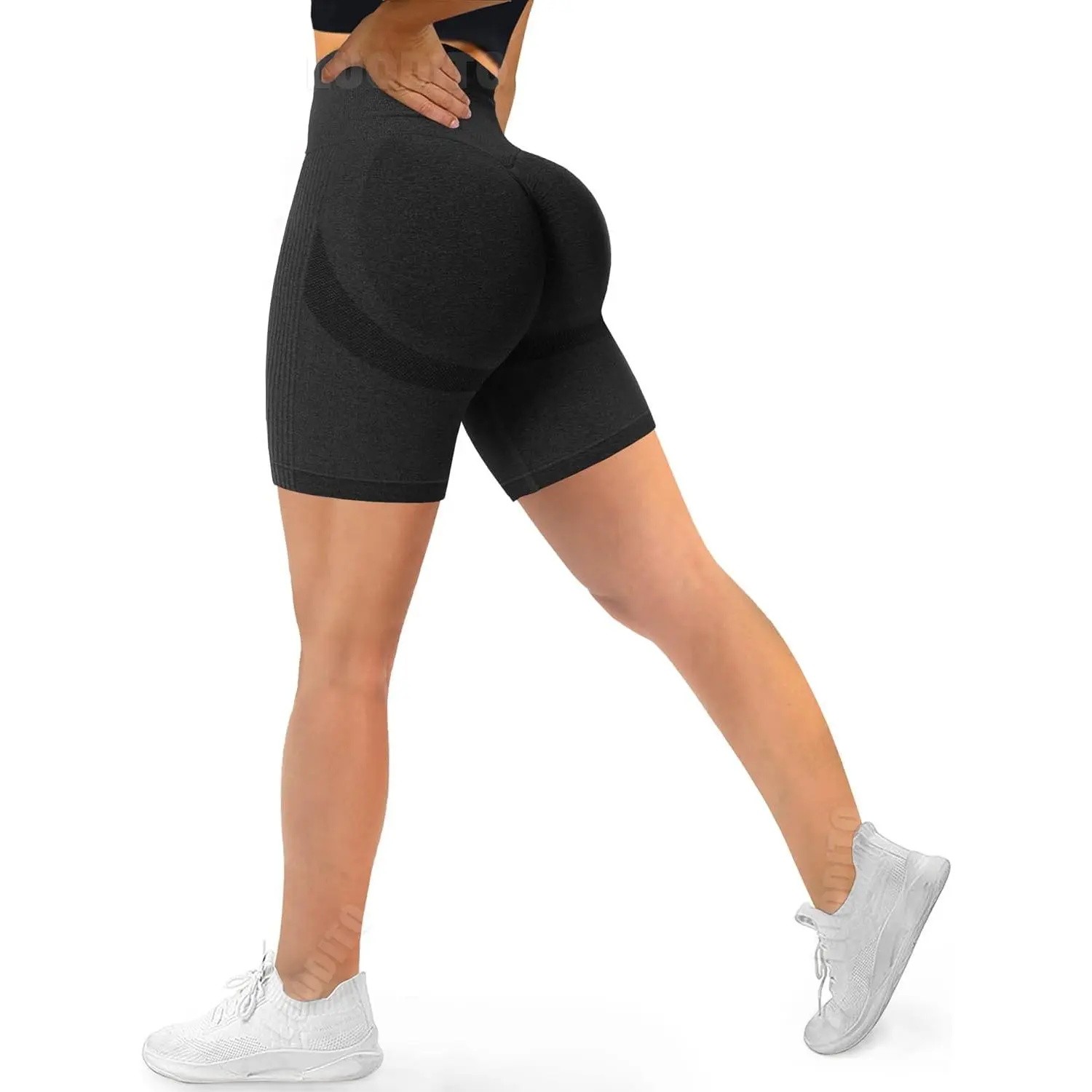 Female High-Waisted 10% Spandex Seamless Contour Booty Shorts, Scrunch Butt-Lifting Plus Size Sports Shorts for Gym Workout Yoga, High Waisted Shorts