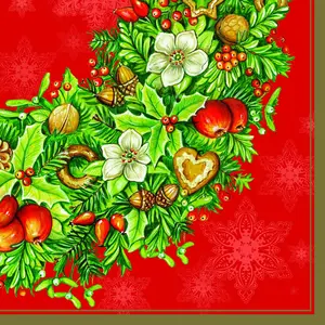 Christmas Napkins Poinsettia Decorative Xmas Paper Decoupage Napkin #2152