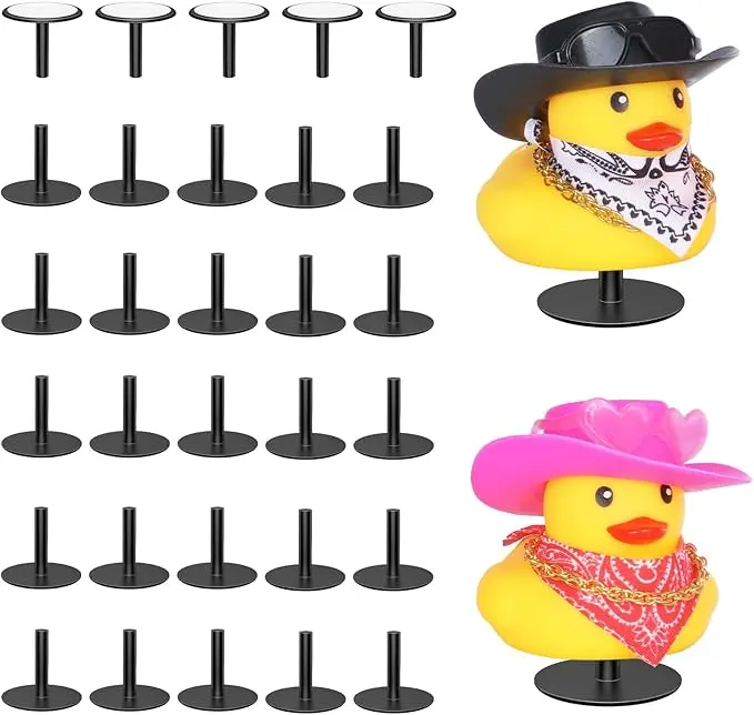 10pcs Rubber Duck Rack Car Decorations Interior - Jeep Dashboard Mounts with Double-Sided Stickers, Reinforced Rings, Aesthetic Car Accessory for Secure Display, Ideal Gift for Jeep Enthusiasts