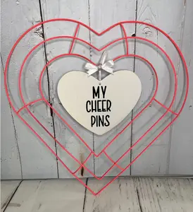 Metal Wall Hanging Cheer Pin Holder - Heart - Cheer Gift - Cheer Team Gift