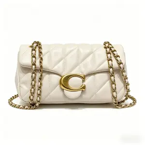 Luxury Quilted Cream Leather Chain Bag Gold-tone Hardware| Convertible Crossbody & Shoulder Style Elegant Daily & Party Use, Perfect Gift for Her
