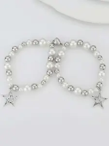 Fashion Resin Dinosaur Glow-In-The-Dark Magnetic Heart Pendant Adjustable Bracelet Set, Unisex Couple Accessory, Perfect Gift