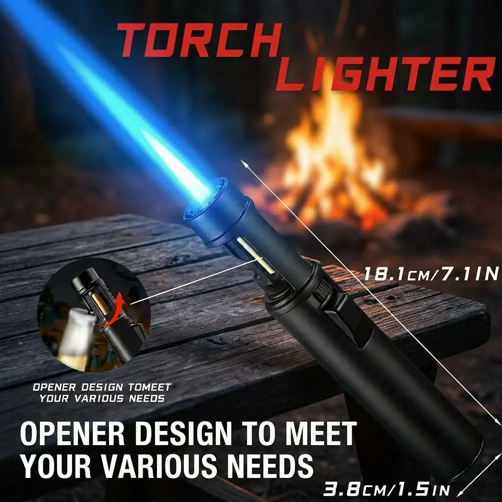 (No Gas)Multipurpose Butane Torch Lighter, Adjustable Flame, Kitchen & Outdoor Cooking Tool – Ideal for BBQ, Baking, Creme Brulee, Camping, Gift Boxed – Perfect Present for Mom, Dad, or Any Home Chef